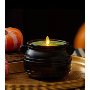 Hand Painted Cauldron LED Flameless Candle Halloween Moves Flickers Timer 200+h…